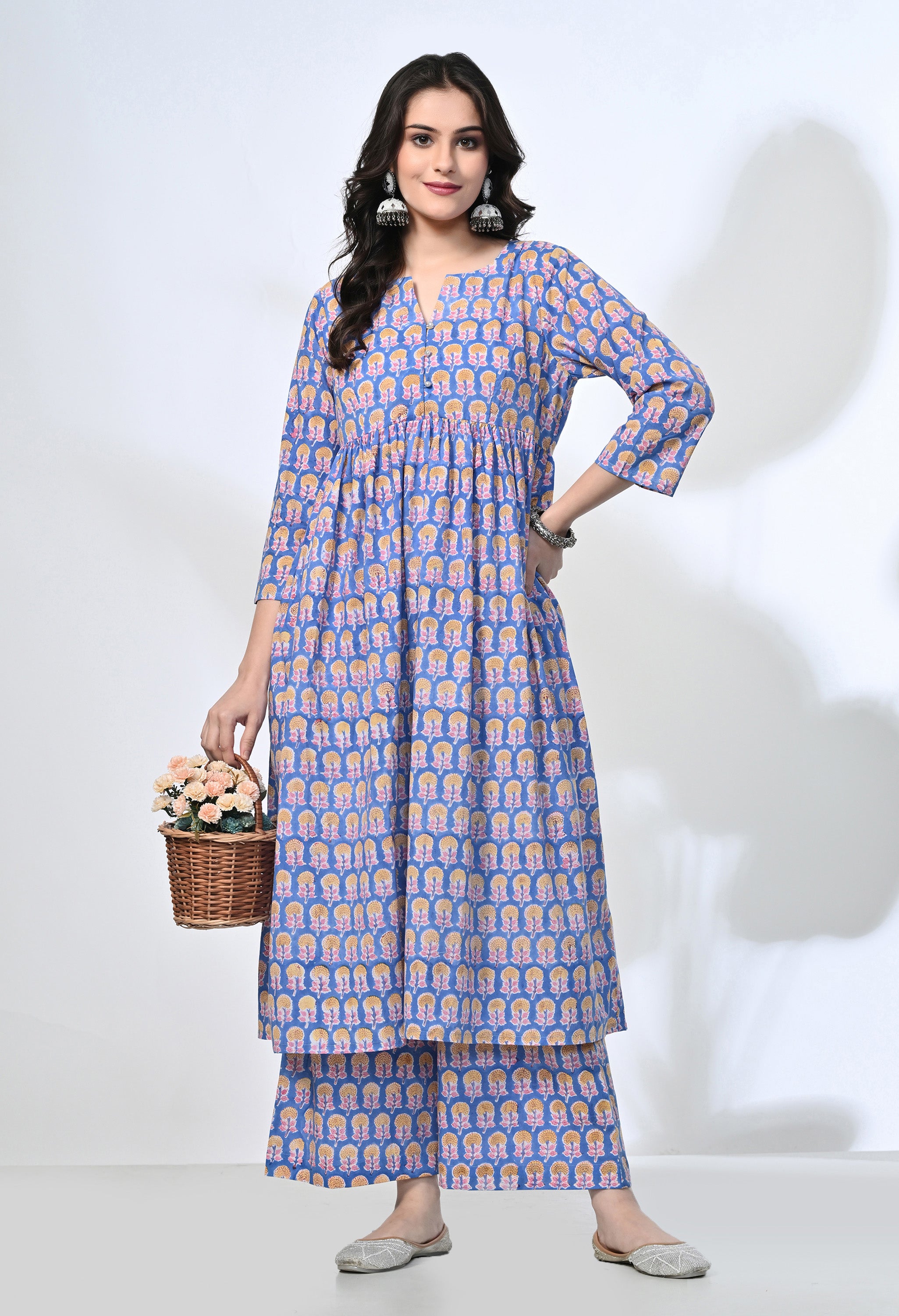 FULWARI HANDBLOCK KURTA SET